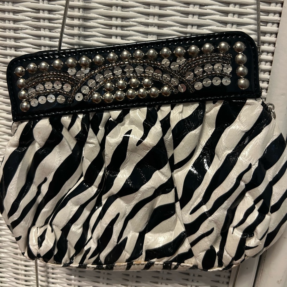 White House Black Market Zebra Print Mini Bag